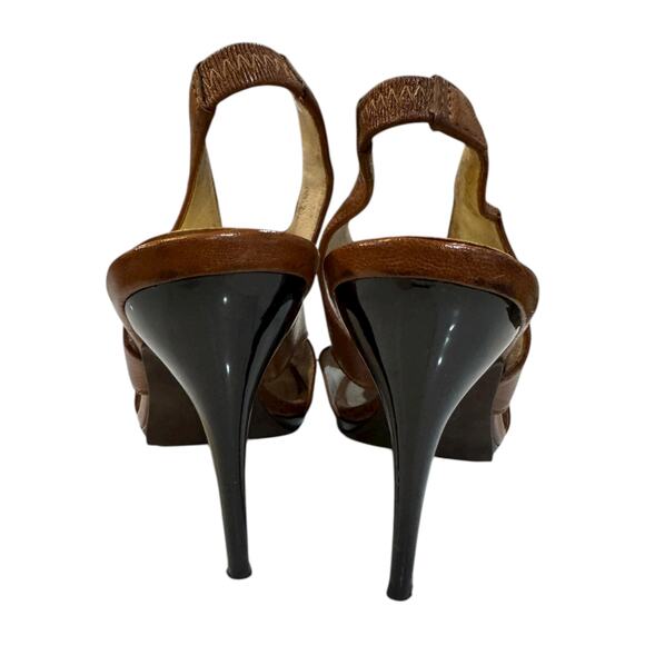 MICHAEL Michael Kors Women’s Brown Leather Cutout Peep Toe Slingback Heels 7.5 - Picture 5 of 6